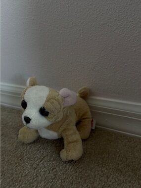 Plush Tan and White Puppy Toy - Soft Cuddly Companion
